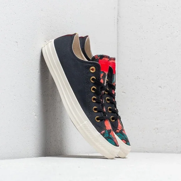 Converse Women's Black & Red Floral Low Top Sneakers - Picture 3 of 14